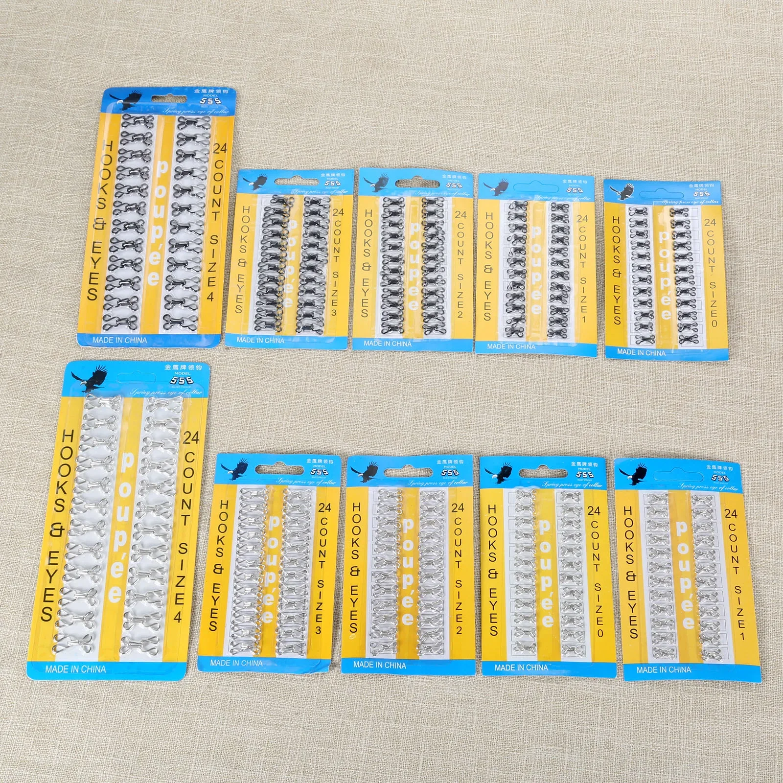 Garment Sewing Accessories 2 Bags Cloth Hook and Eye Fastener Metal Buckle Button for Suit Dress Collar Jacket Woolen Coat Shirt