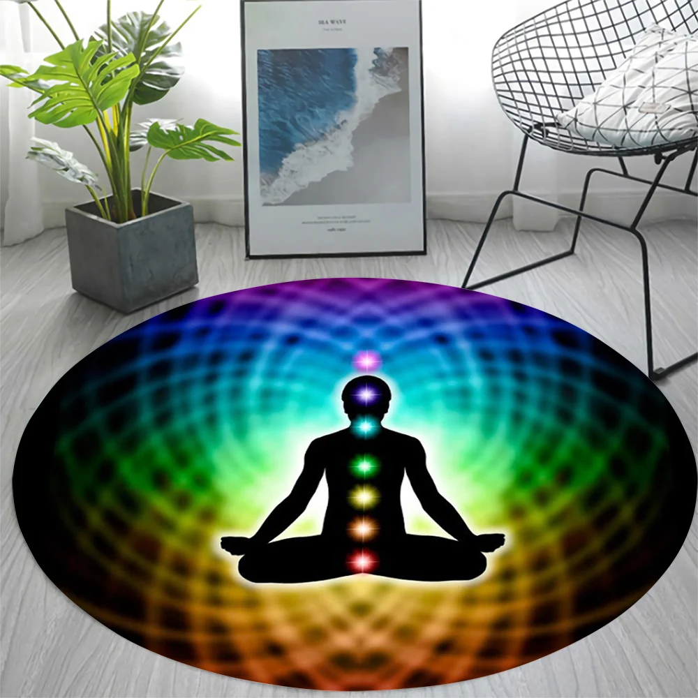 

CLOOCL Harajuku Round Carpets for Living Room Meditation Theme Home Carpet Area Rugs Bedroom Floor Mat Home Decor