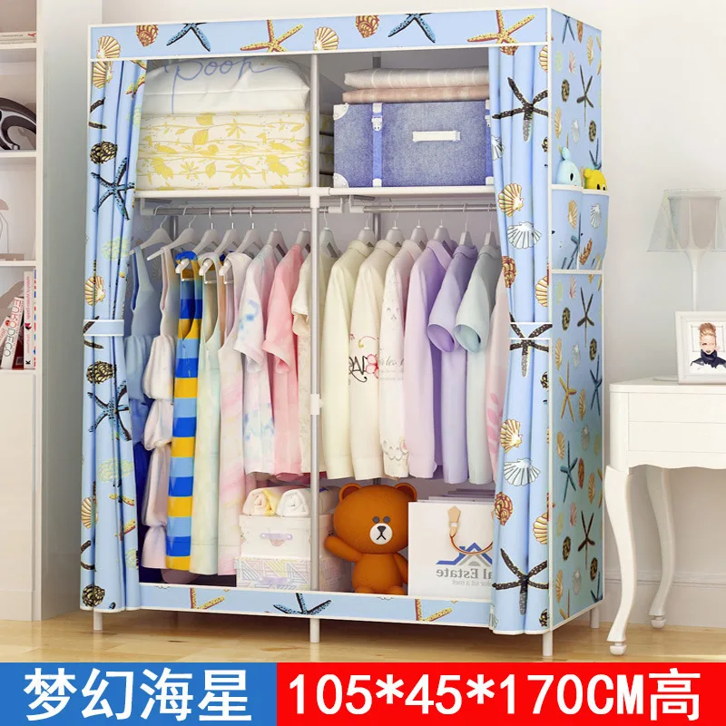 WTFYSYN Organiser Wardrobe Cupboard,Non-woven Folding Portable Wardrobe Bedroom,Furniture Bedroom Storage Cabinet-Blue,Single Canvas Wardrobe Portable 