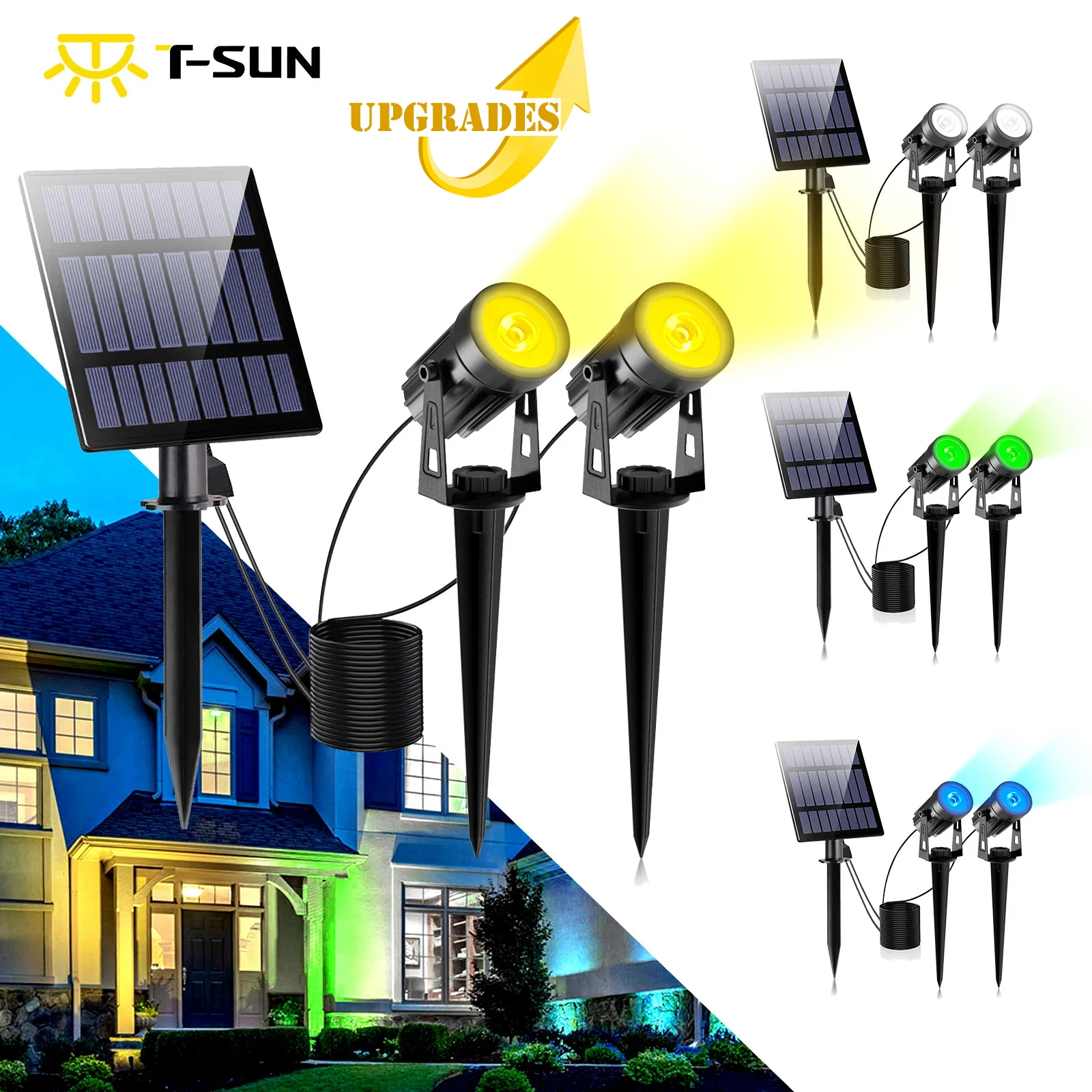 Solar Powered Spotlight IP65 Solar LED Light Outdoor Landscape Yard Garden Tree Separately Lamp Aluminum Anti Rust Solar Lamp