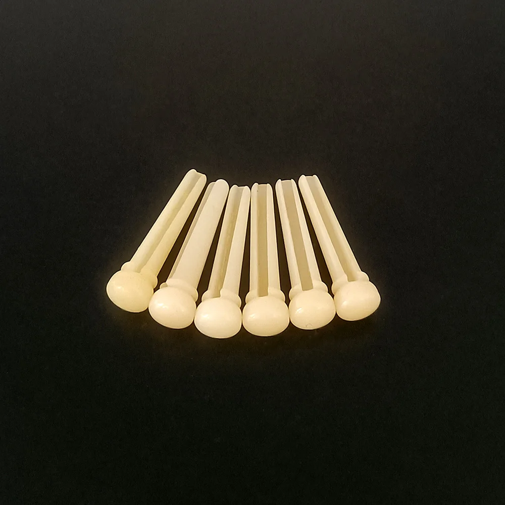 6pcs Real Bone Acoustic Guitar Bridge Pins Pure Bone Bridge Pin with Brass Circle for Folk Guitar Replacement Accessories