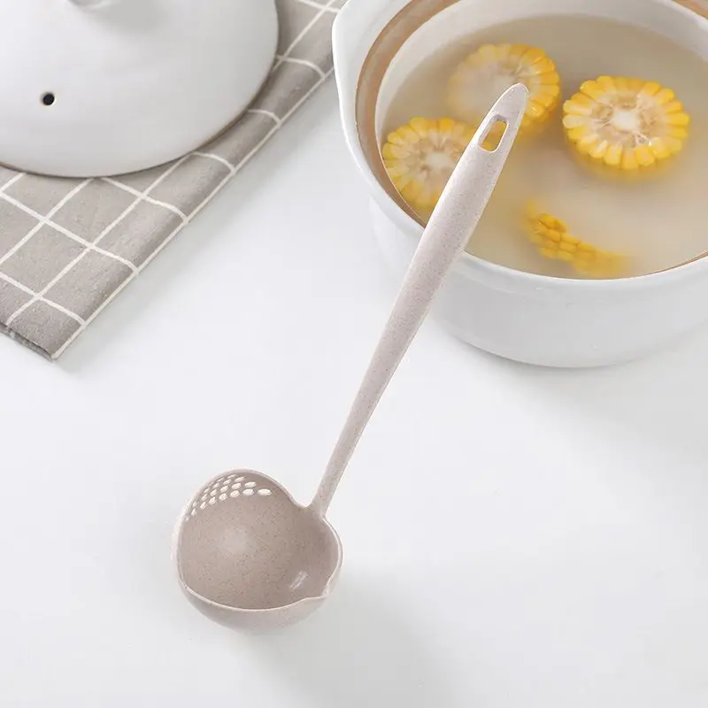 Description Picture 5 of item【Hot sales】Multifunctional 2-in-1 spoon filter fondue skimmer scoops porridge ladle Long spoon kitchen cutlery