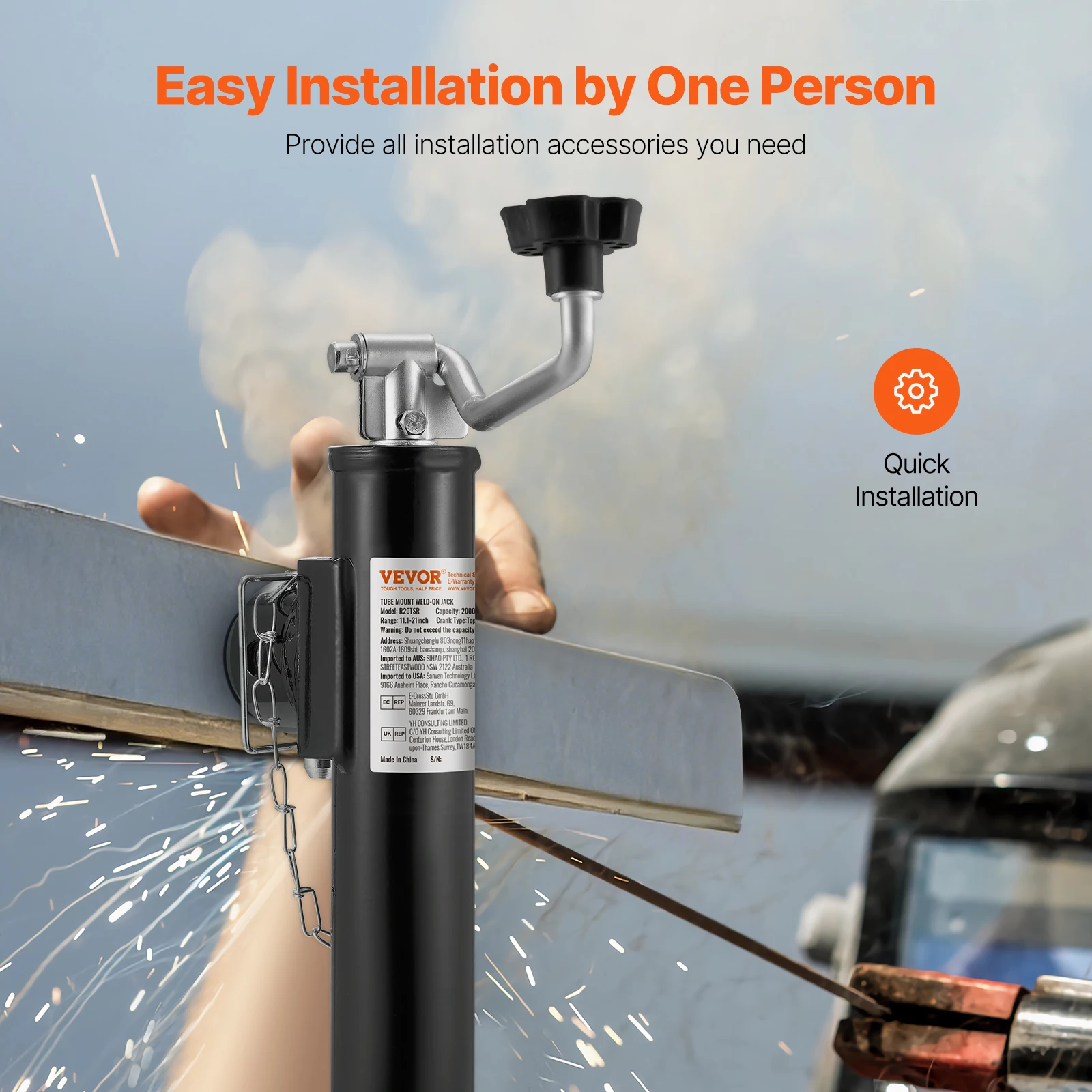 SucceBuy 2000 lbs Trailer Jack Stand 10"Lift Weld-on Pipe-Mount Bracket Support Legs Corner Steady Camper Parts for RV Yacht