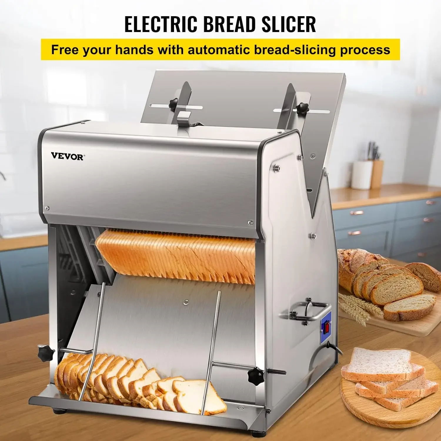 Commercial Toast Bread Slicer, 12mm Thickness Electric Bread Cutting Machine, 31PCS Commercial Bakery Bread Slicer, 110V T 2