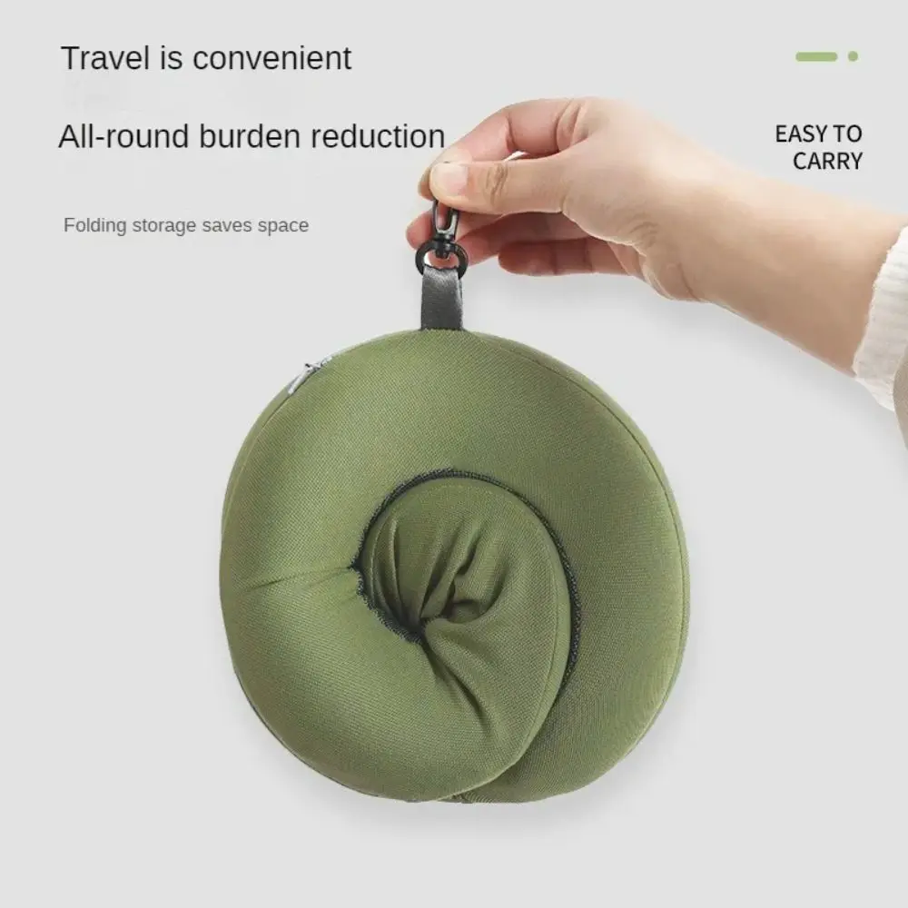 Neck Support Breathable Fabric U-shaped Pillow Foldable Slow Rebound Travel Pillow With Storage Bag Headrest Train