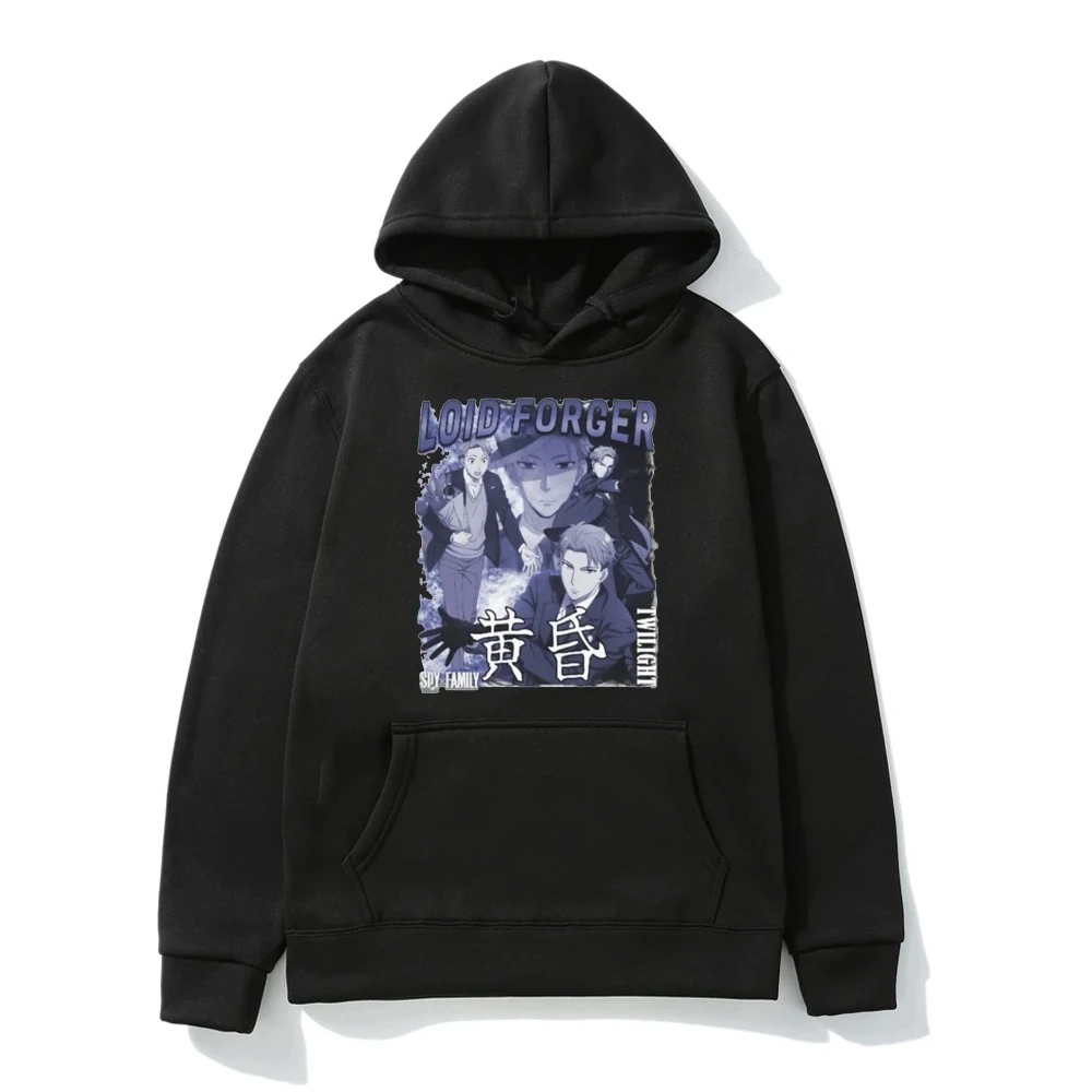 

Japanese Anime Spy X Family Hoodie Women Men Anya Forger Yor Kawaii Print Hooded Sweatshirt Winter Black Fleece Pullover Hoodies