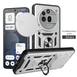 Enhanced Phone Case with Car Mount and Slide Camera Protection for Phone 3A Pro (Silver)