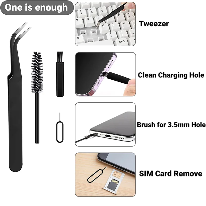 18-in-1 Computer Keyboard Cleaner Brush Kit Earphone Cleaning Pen For iPad Phone Screen Cleaning Tools Keycap Puller Holder 5