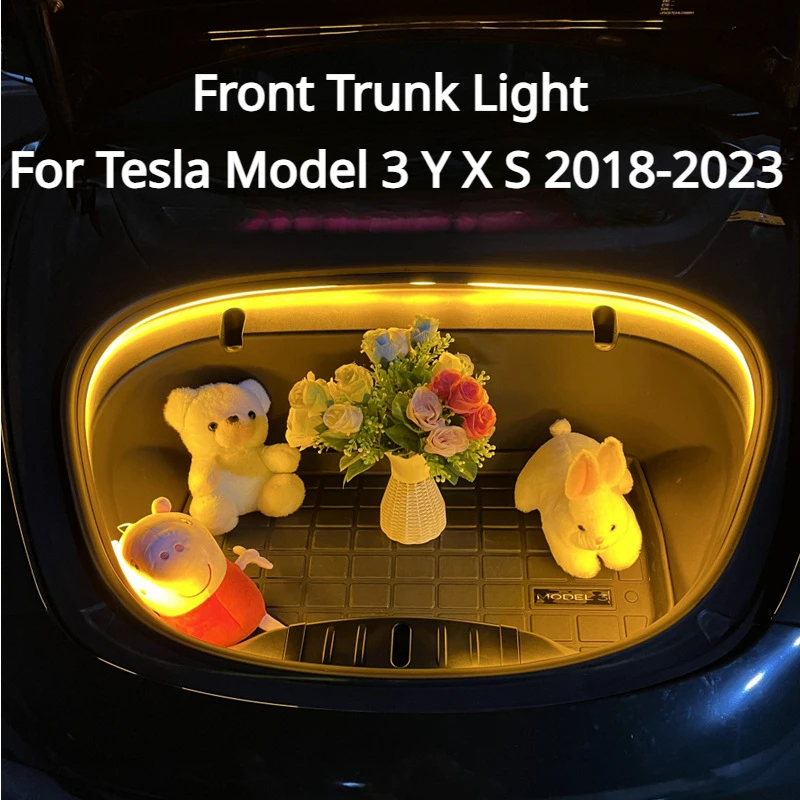 

Передний багажник, фонарь для Tesla модели 3 Y X S 2018-2023, лампы для атмосферы, полоски для фонаря, декоративные автомобильные аксессуары