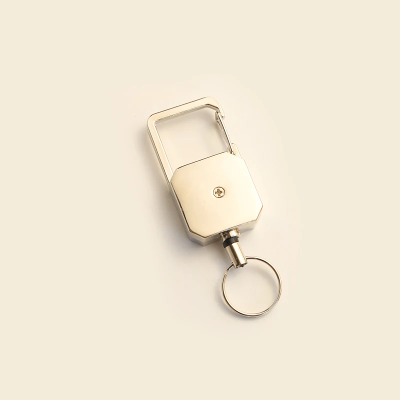 Retractable Anti-Loss Key Chain with D-Shaped Carabiner and Easy-Pull Lanyard