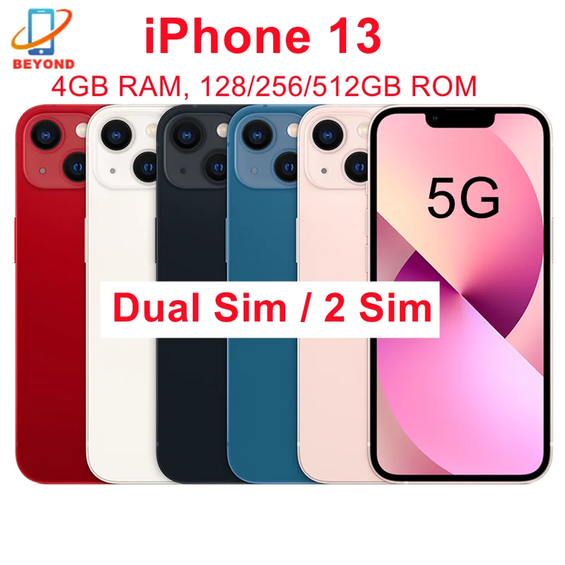 Original Apple iPhone 13 Dual Sim 2Sim 128GB 256GB ROM 6.1" Retina OLED ...