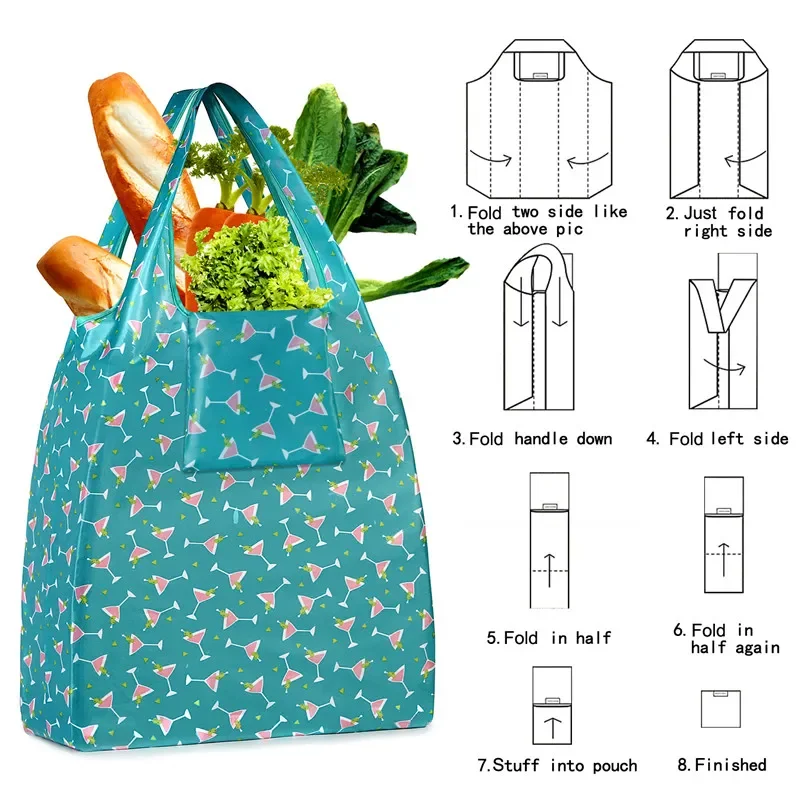 Big Size Thick Nylon Large Tote ECO Reusable Polyester Portable Shoulder Women's Handbags Folding Pouch Shopping Bags Foldable