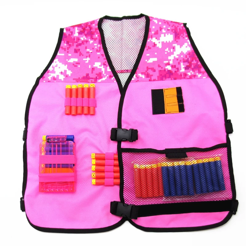 Kids Tactical Shooting Vest Kit Girls, With 30 Refill Darts (Pink