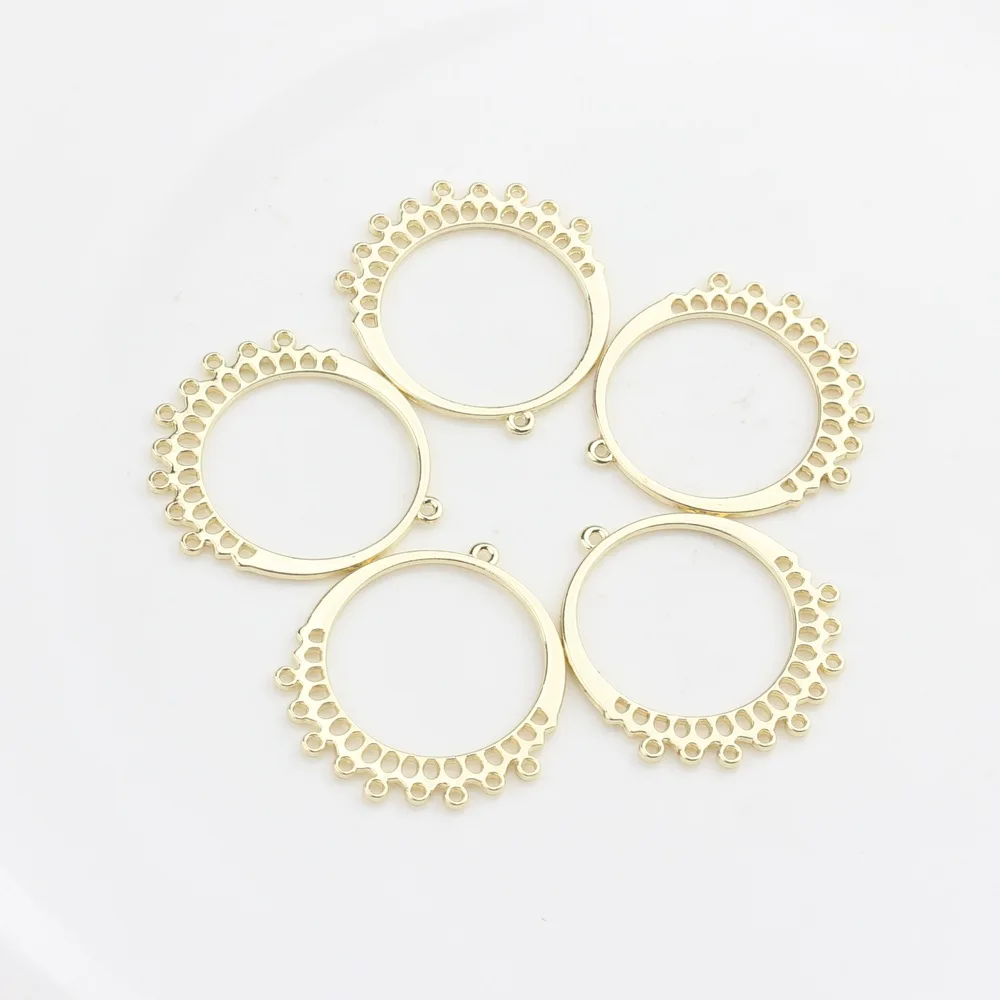 Gold Zinc Alloy Charms Round Shape Circle Connector Tassel Charms For