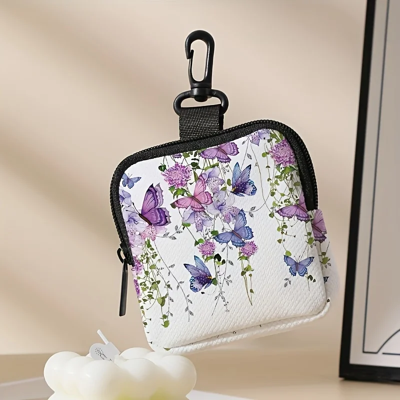 1pc ple butterfly pattern printing large capacity coin wallet digital printing coin wallet storage bag, ideal choice for gifts