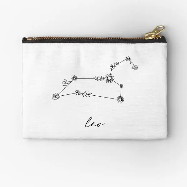 

Leo Zodiac Wildflower Constellation Zipper Pouches Socks Packaging Men Coin Pure Key Wallet Women Panties Pocket Storage Money