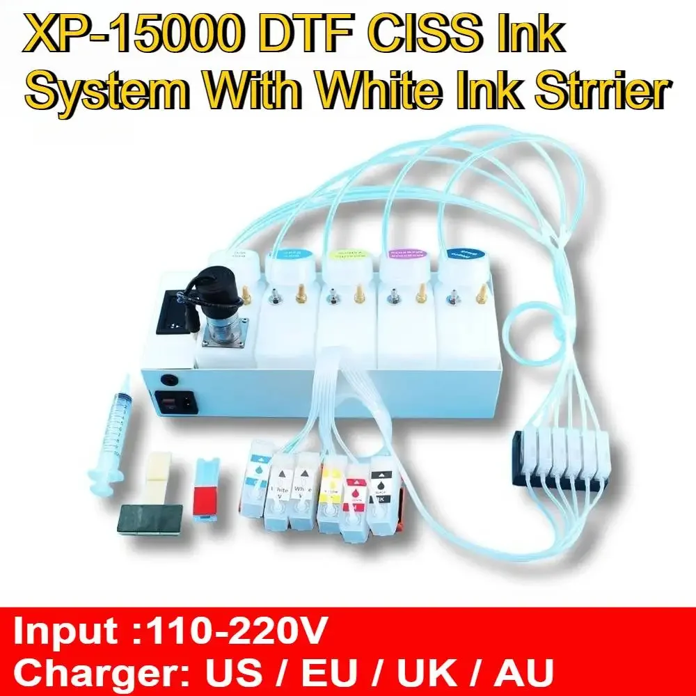 XP15000 CISS DTF 잉크 공급 시스템, XP-15000 DTF 기계 부품 수정, Epson XP15000 CISS 변환 키트용 흰색 잉크 스트리퍼 포함