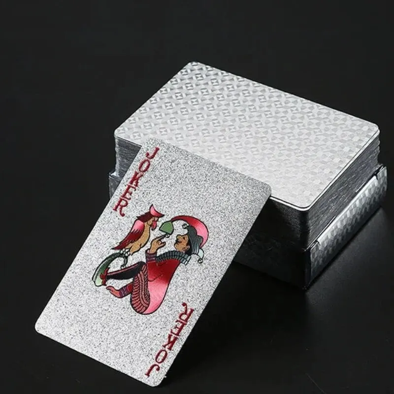 Silver Foil Playing Cards Poker Game Waterproof Plastic Gift Collection card game