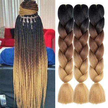 Tereshar 1Pcs 24inch 100g Synthetic Braiding Hair Extensions Jumbo Braiding Hair Twist Crochet Braids Hair for Women 1