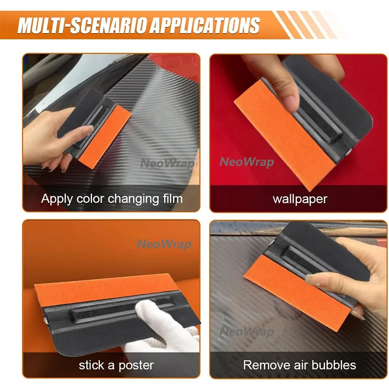 3/2/1Pcs Vinyl Magnetic Squeegee Double Suede Soft Felt Edge Squeegee 10cm Vinyl Film Scraper for Car Wrapping Window Tint Tool