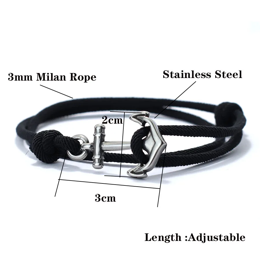 Men Anchor Nautical Adjustable Thin String Bracelet