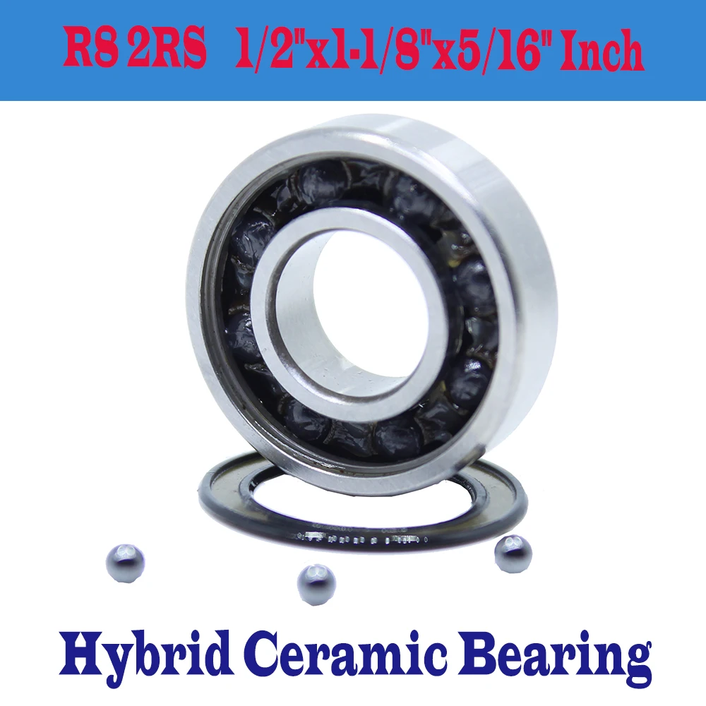 R8 Hybrid Ceramic Bearing 1/2x1-1/8x5/16 Inch Industry Motor Spindle 12.7*28.5*7.938 mm Hybrids Si3N4 Ball Bearings 3NC R8RS