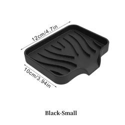 Silicone Anti-Slip Soap Tray with Drainage (Black Small)