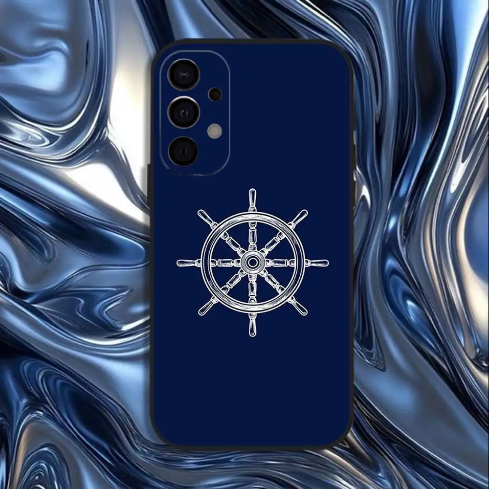 Anchor Boat Ship Wheel Design Black Phone Case Cover