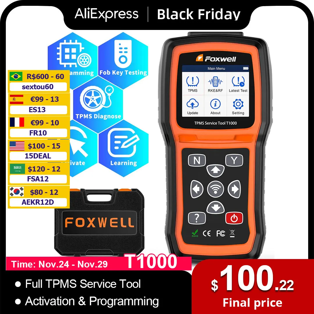 Foxwell T1000 Tpms Tool Programming Activate Tpms Sensors Check Rf Key