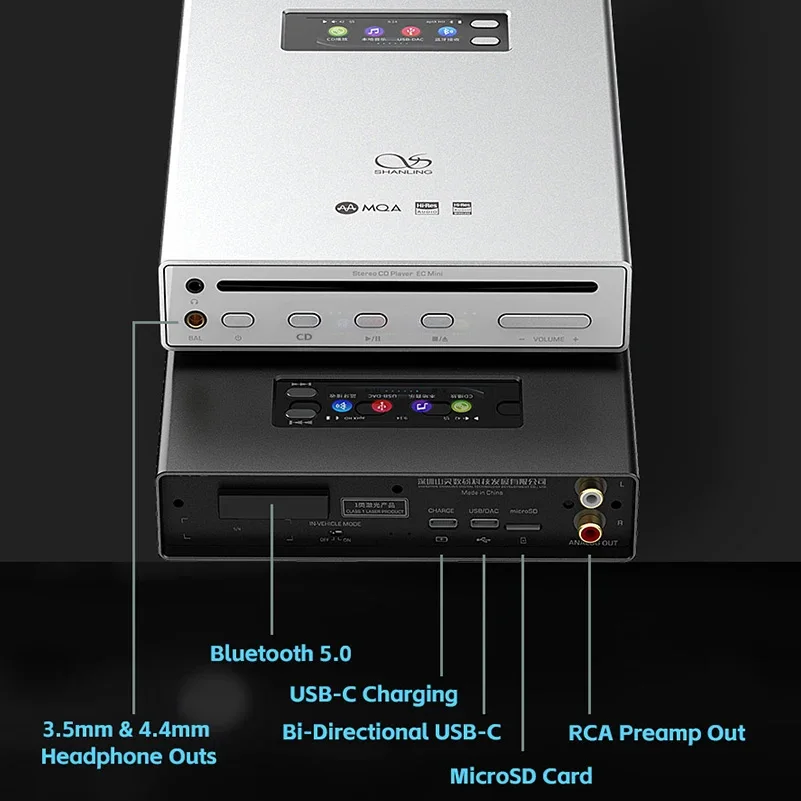 Portable CD Player SHANLING EC MINI Hi-Fi Bluetooth DAC/AMP Hi-Res Audio 2x ESS ES9219 3.5/4.4mm/RCA Outputs