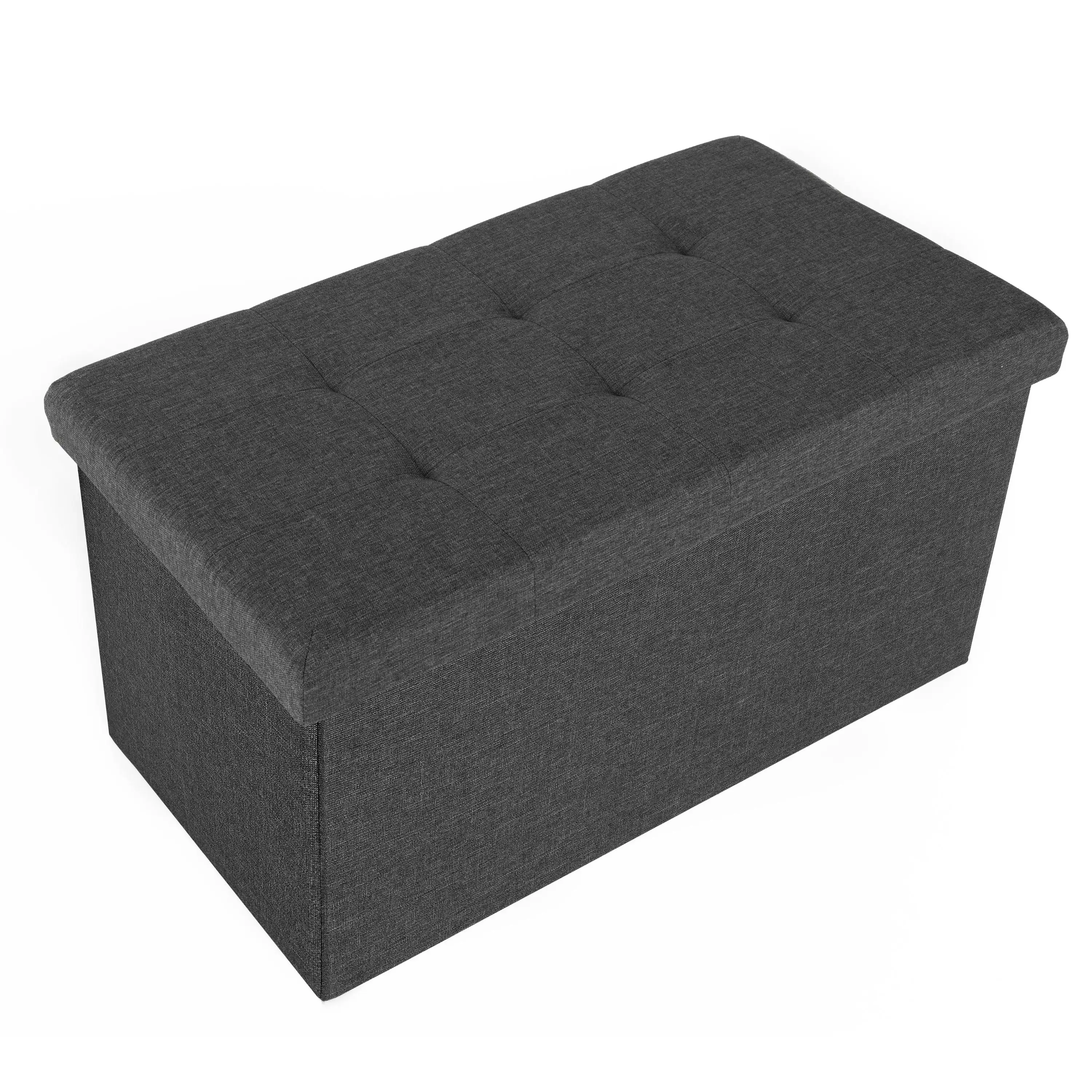

Seville Classics Cushioned Fabric Ottoman Hidden Storage Chest Footrest Chair, Padded Seat, Modern Gray, 30" Bench
