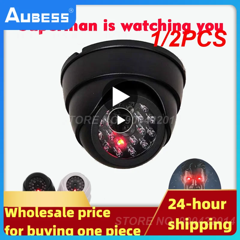 

1/2PCS Wireless Black/White Dummy Camera Fake Plastic Dome CCTV Security Camera With Flashing Led Surveillance System Indoor