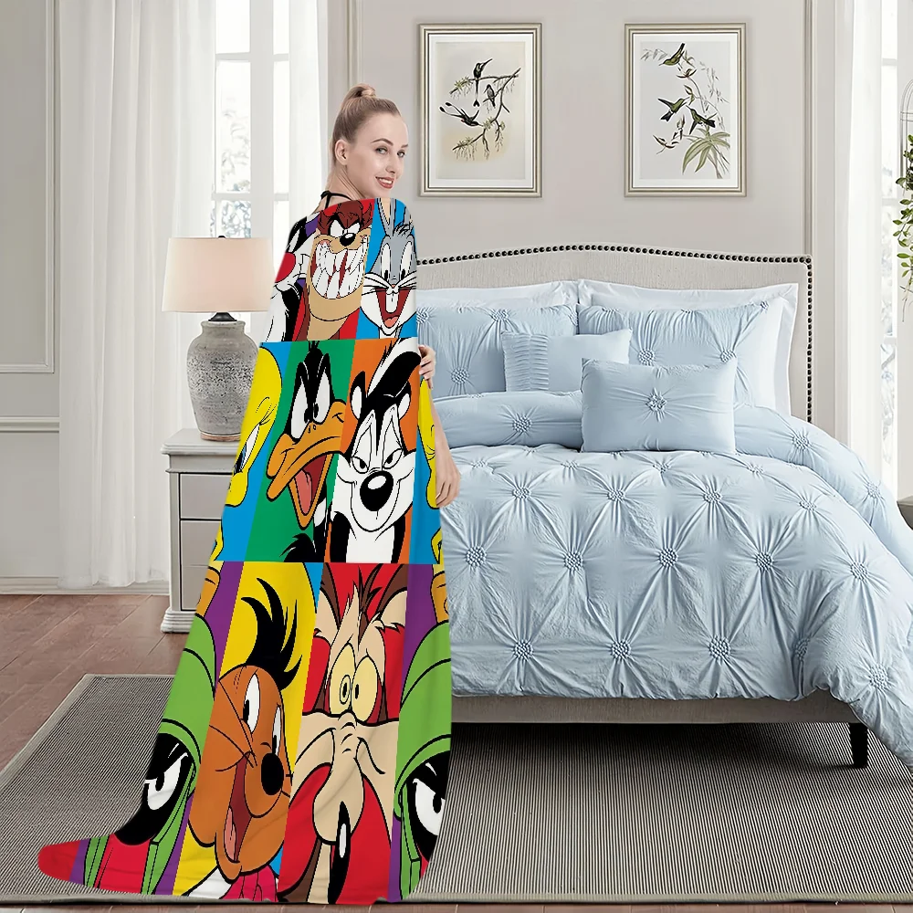 Cartoon Cute Blanket Plush Nap Sofa rug for Living L-LooneyS Room Warm Office T-Tunes Bedroom Birthday Home Travel Kid Gifts 5
