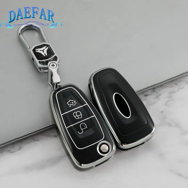 Tpu Car Folding Key Case Cover Bag Per Ford Focus C-Max S-Max Galaxy Mondeo Ranger Transit Tourneo Custom Portachiavi Protector