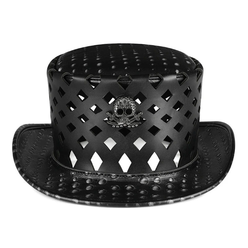 

Unisex Steampunk Top Hats with Skull Cut-Out Design 5in High Cap Halloween Cosplay Costume Accessories for Men Women