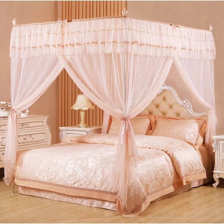 Princess Mosquito Net Stand Queen Size Francese Leggero Zanzariera Mesh Ragazze Camera Da Letto Letto Matrimoniale Quadrato Zanzariera Tenda Da Letto