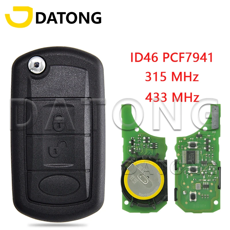 Datong World Car Remote Key Fit For Land Rover Range Rover Sport Discovery3 LR3 315Mhz 433Mhz ID46 PCF7941 Chip Replace Flip Key remotekey 2pcs ce0523 ask 433 mhz id46 pcf7941 2 button hu83 for peugeot for citroen flip remote car key