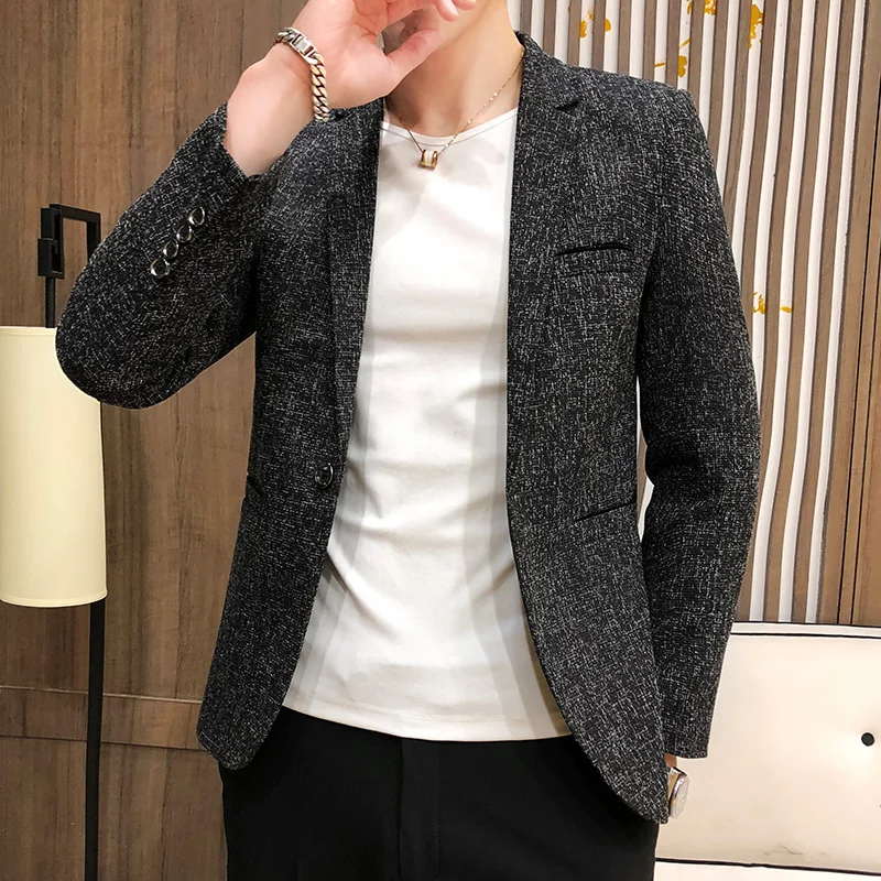 Men Suits Jackets Spring Autumn Blazers Men Fashion Slim Solid Color Single Breasted Coat Casual Business Suits Men's Blazers Tops