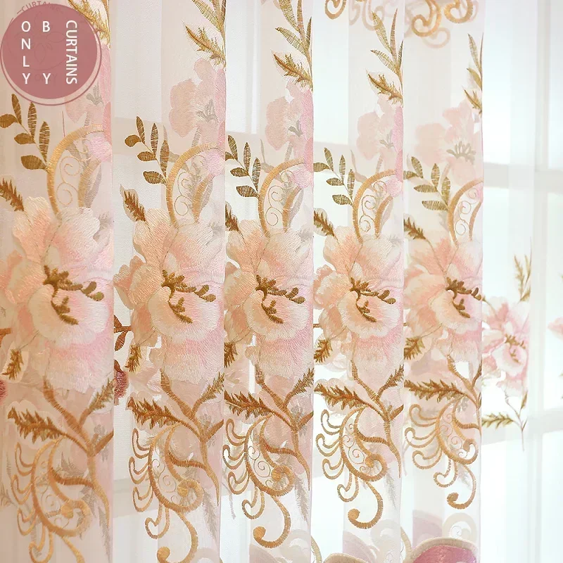 White Shiny Fabric Embroidered Hollow Splicing Curtains for Living Room Bedroom Balcony Customized Finished Window Screen