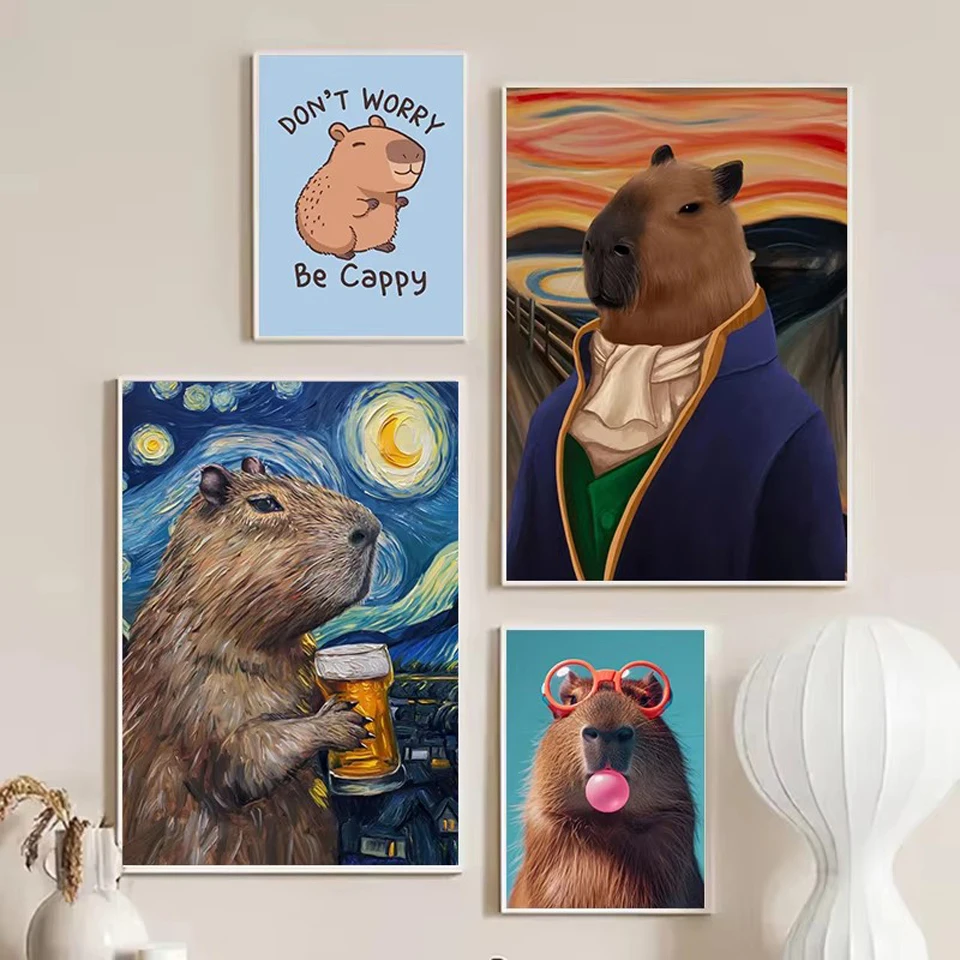 Diamond Painting Funny Cute Capybara Famous Artwork Animals Full Square Round Mosaic Embroidery Cartoon Cross Stitch Wall Decor