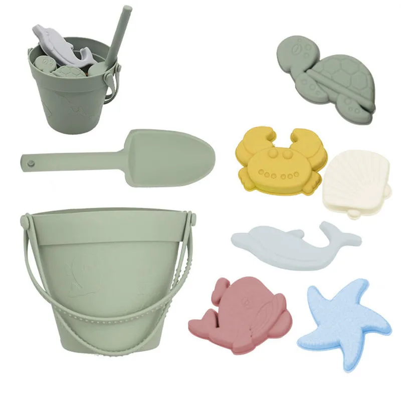 Summer Beach Bucket Toy Water and Sand Playing Toys Soft Silicon Sand Set Beach Game Parent-Children Interactive Tools 4-6 Years 2