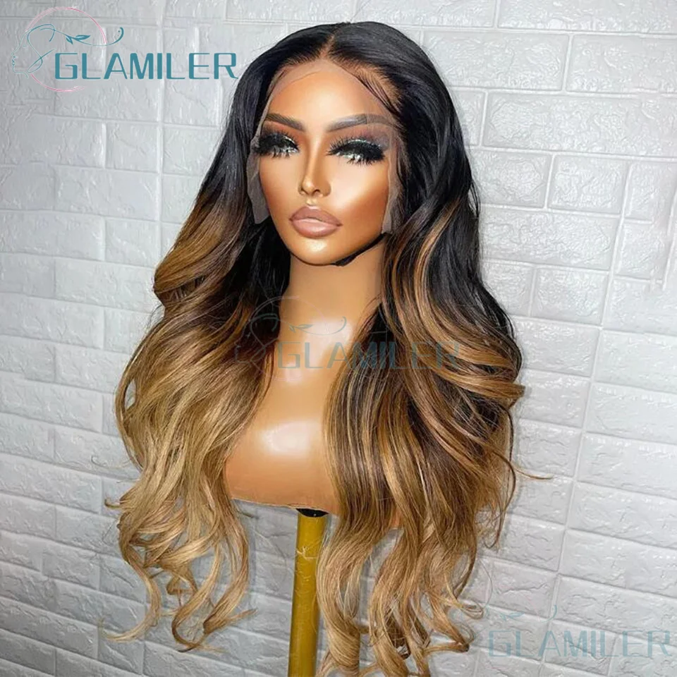 Pre-Plucked Ombre Blonde 5x5 Silk Top Closure Wigs Body Wave Remy Brazilian Hair Highlight 13x4 Silk Top Lace Frontal Wigs