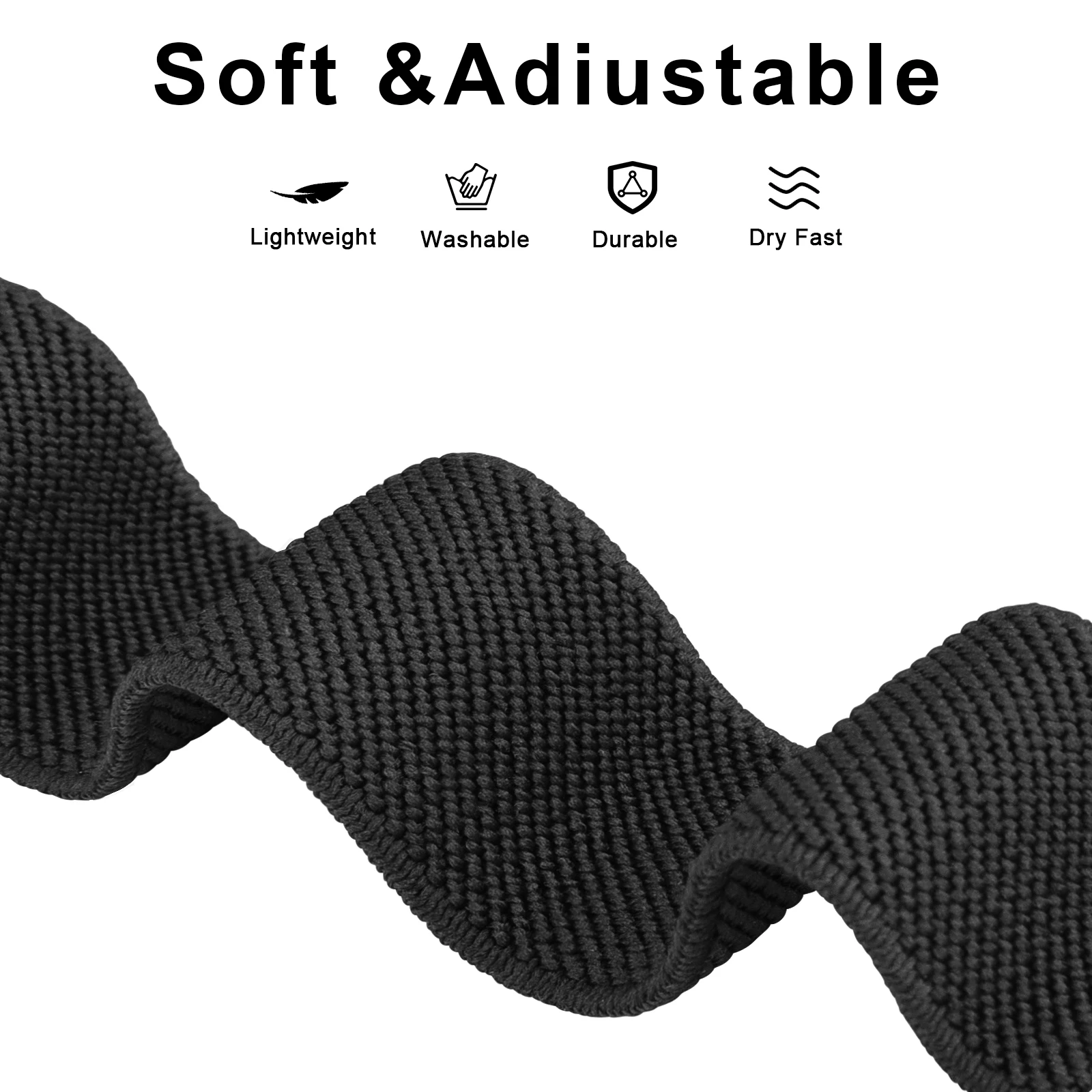 Elastic Nylon Sport Strap, 20mm/22mm - Versatile and Comfortable Band for Smartwatches