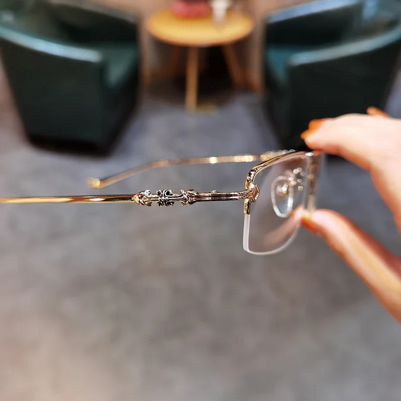 0 To -6.0 Myopia Glasses Anti Blue Light/ Photochromic  Versatile Men's Business Glasses Half Frame Myopia Glasses 6