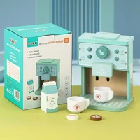 Kids Kitchen Toy Set Wooden Coffee Maker Set Simulation Cookie Maker Kit Pretend Play Educational Toys Gifts for Girls Boys 2