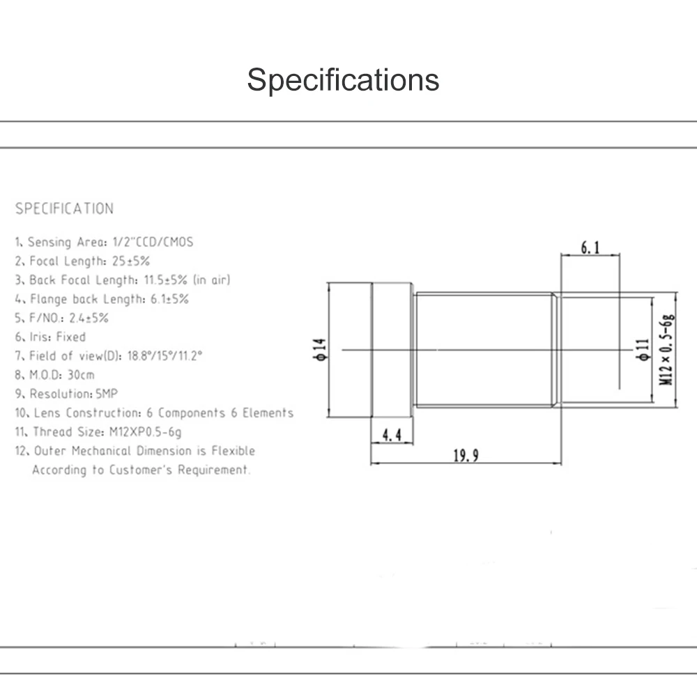 Witrue 5Megapixel CCTV Lens 25mm M12 Mount 1/2 inch Long Distance View For 1080P/4MP/5MP AHD Camera IP Security Cameras