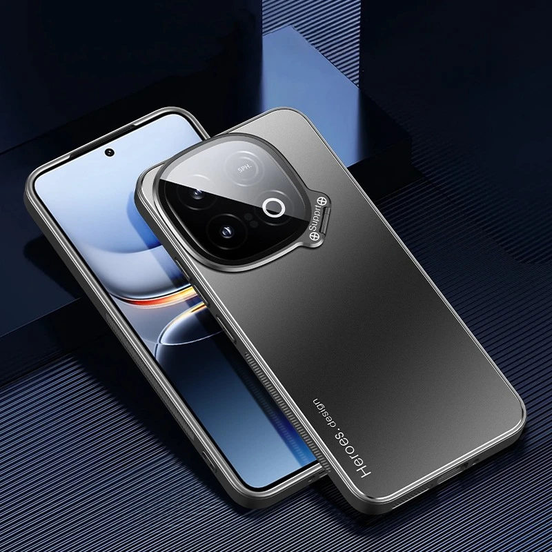 Sleek Shockproof Matte Case with Metal Lens Protector and Invisible Bracket Holder
