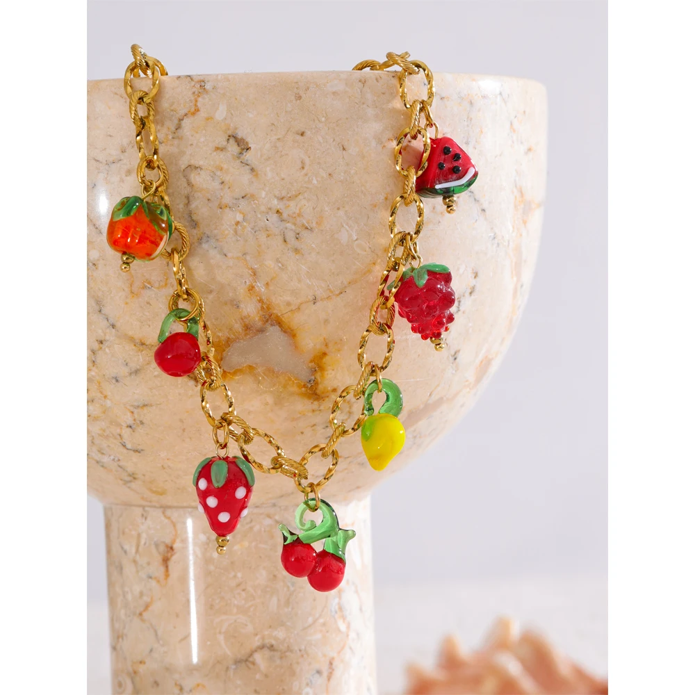 Yhpup Jewelry Necklace Gold Color Stainless Steel for Girls Ladies