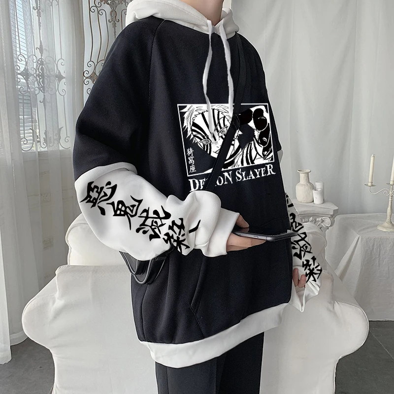 トップス akasanamayanamaya 90s Japanese Anime Demon Slayer Akaza Hoodies Men Harajuku
