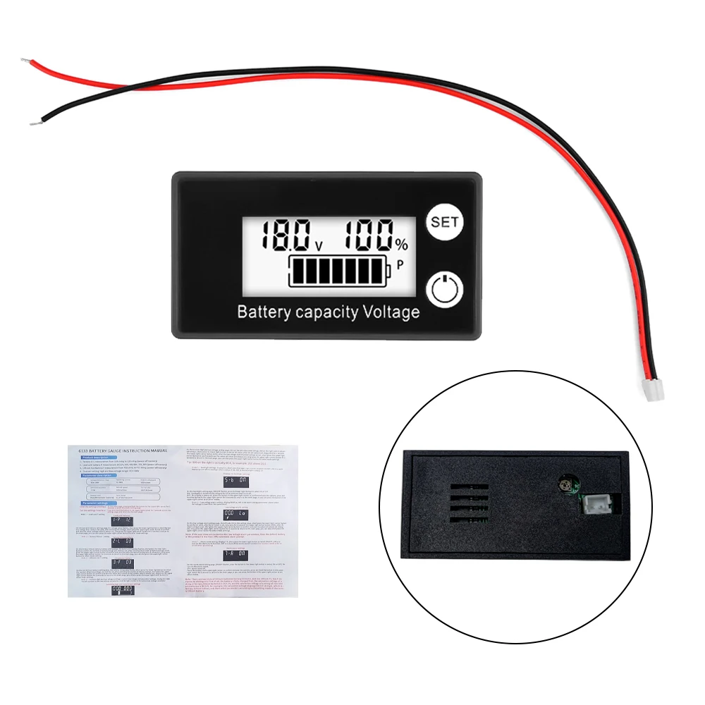 6133A DC8-100V 배터리 미터 표시기 전압계 리튬 LiFePO4 자동차 오토바이 전압계 전압 게이지 12V 24V 48V 72V 84V